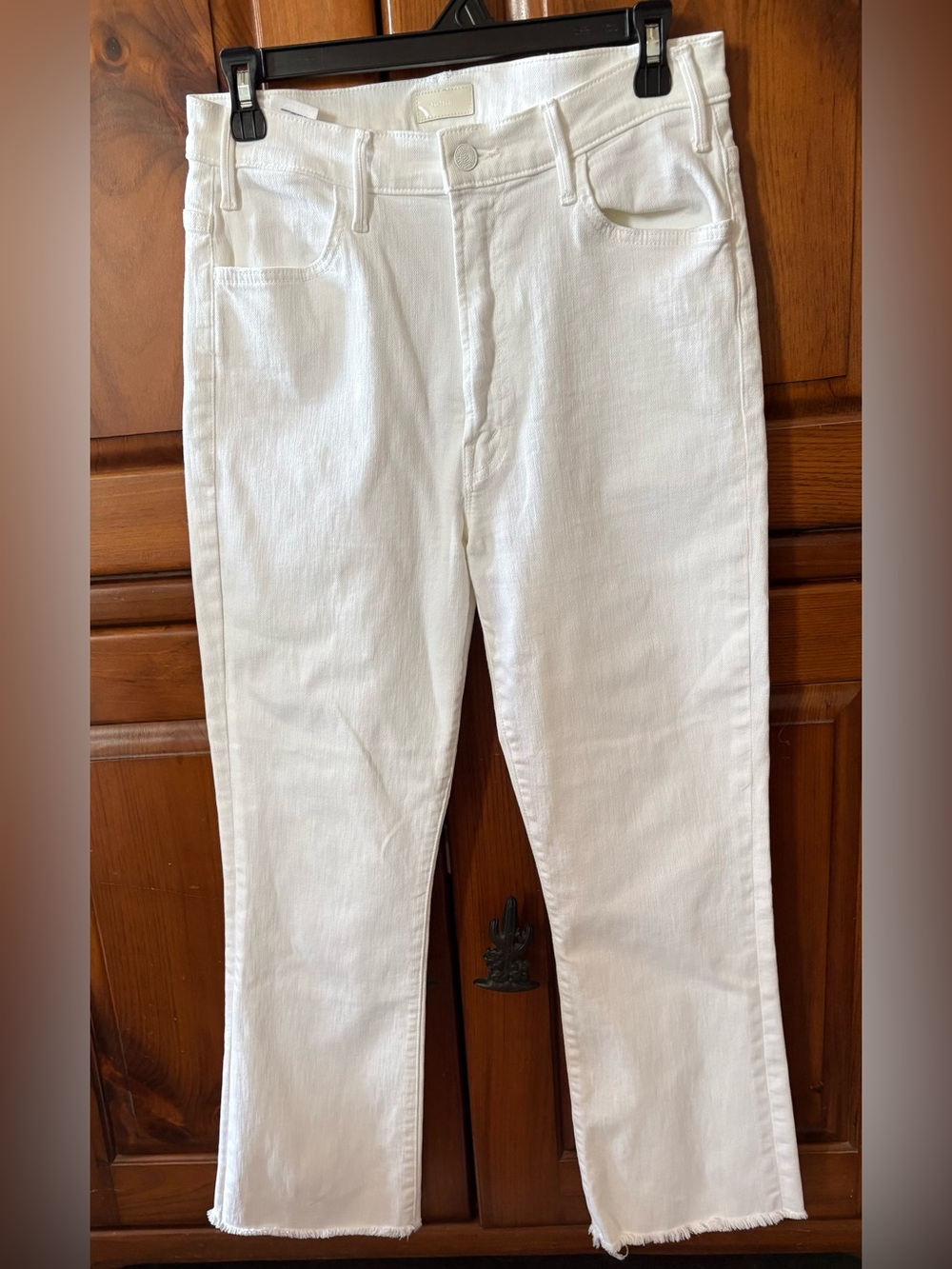 MOTHER The Hustler Ankle Raw-Hem White Jeans Size 31